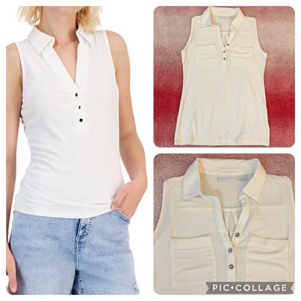 Ny & Co Button V Neck Rayon, Spandex Tank